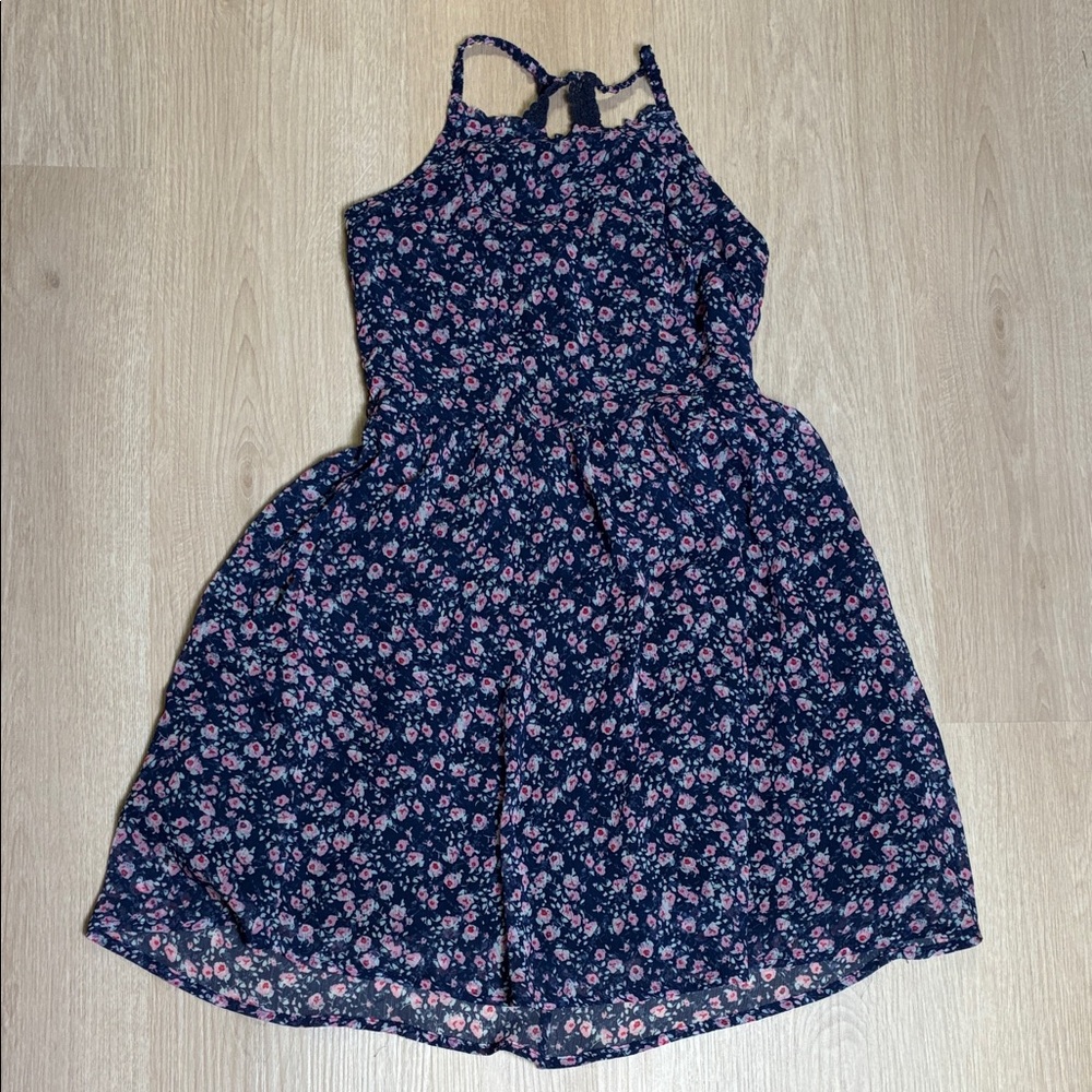 Abercrombie Kids Navy Crochet Lace Racerback Style Floral Dress 11/12